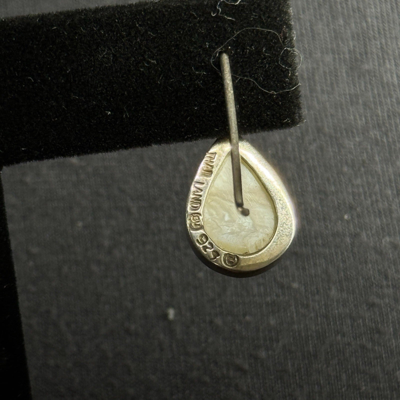 Estate Sterling Silver Earrings Mother Of Pearl Drop 925 Su