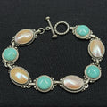Estate Carolyn Pollack Sterling Turquoise and MOP Toggle Bracelet 7 925