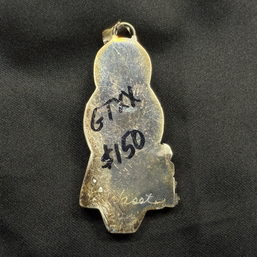 Native American Sterling Silver Pendant Zuni Maiden Inlay Signed Joyce Waseta