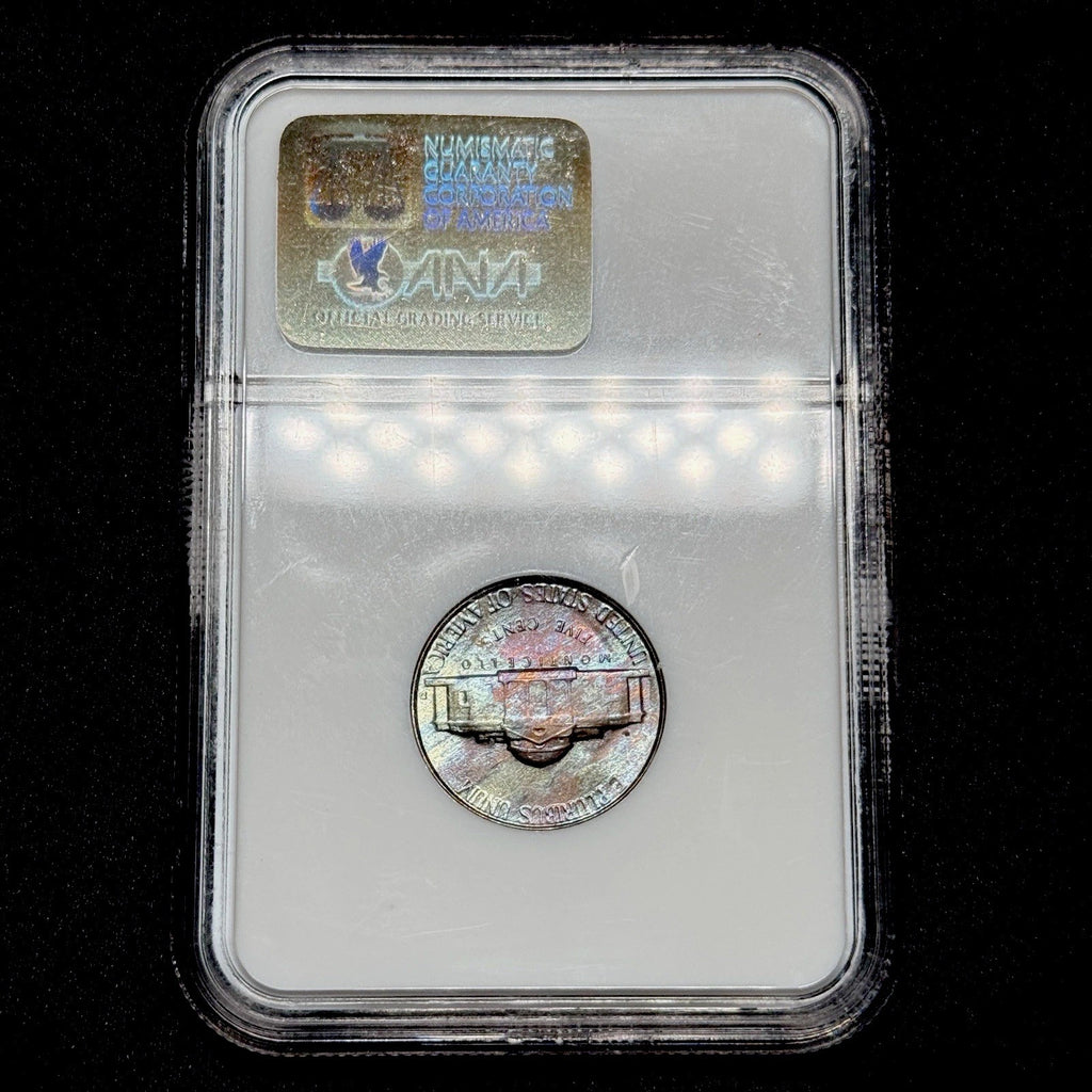 1950-D NGC 8.0 Holder T Designation MS 66 T Jefferson Nickel Rainbow Toned