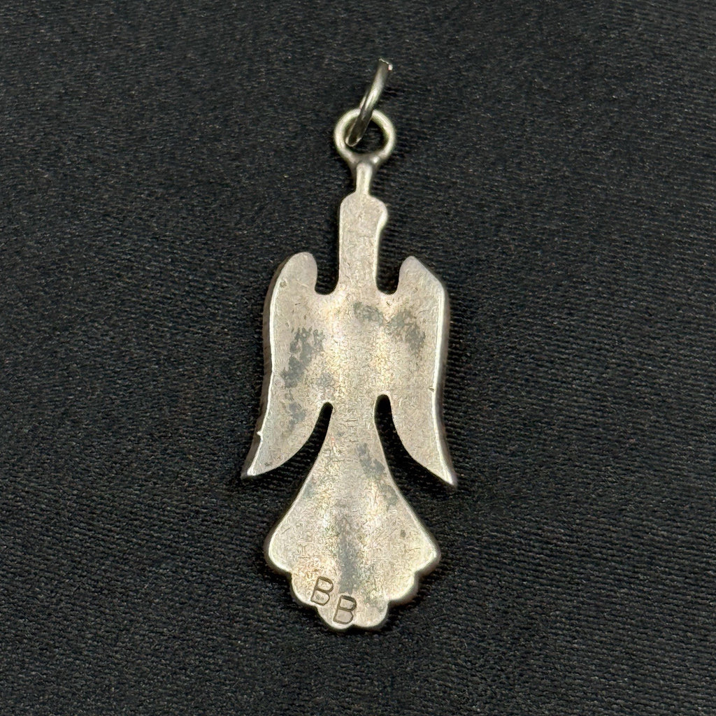 Native American Sterling Silver Chip Inlay Bird Pendant Signed Bernice Bonney