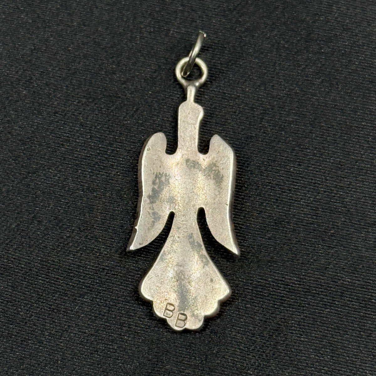Native American Sterling Silver Chip Inlay Bird Pendant Signed Bernice Bonney