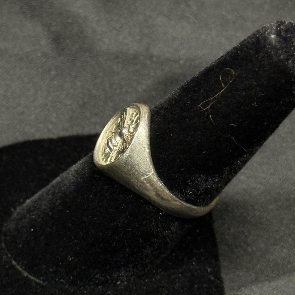 Estate Sterling Silver Ring Bumble Bee Signet Size 6.25 925