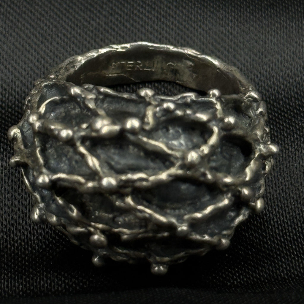 Estate Sterling Silver Ring Brutalist Size 5 925