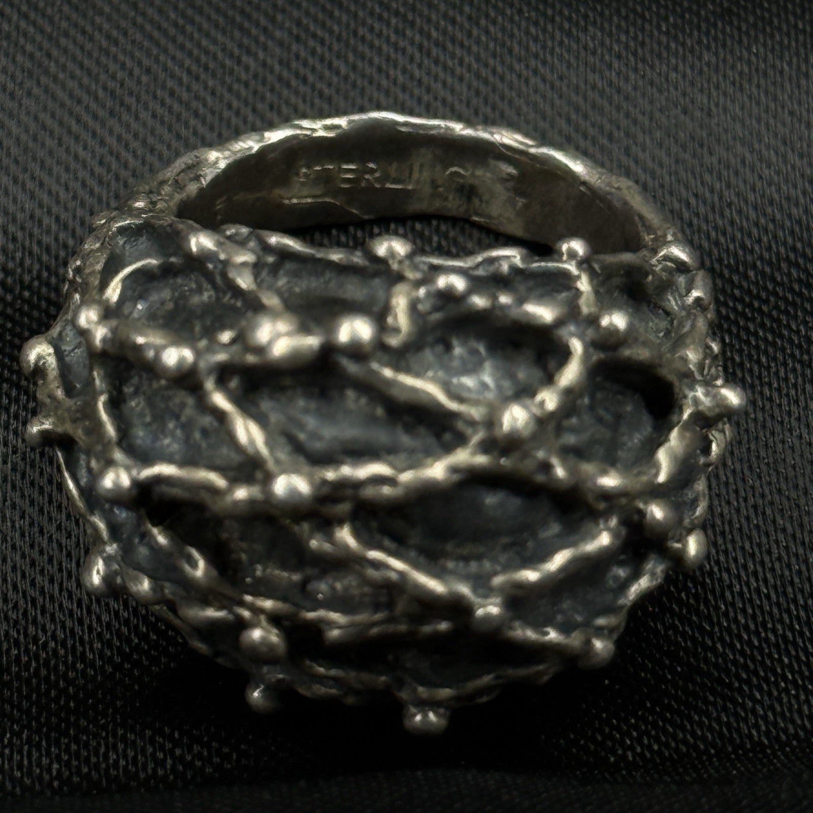 Estate Sterling Silver Ring Brutalist Size 5 925