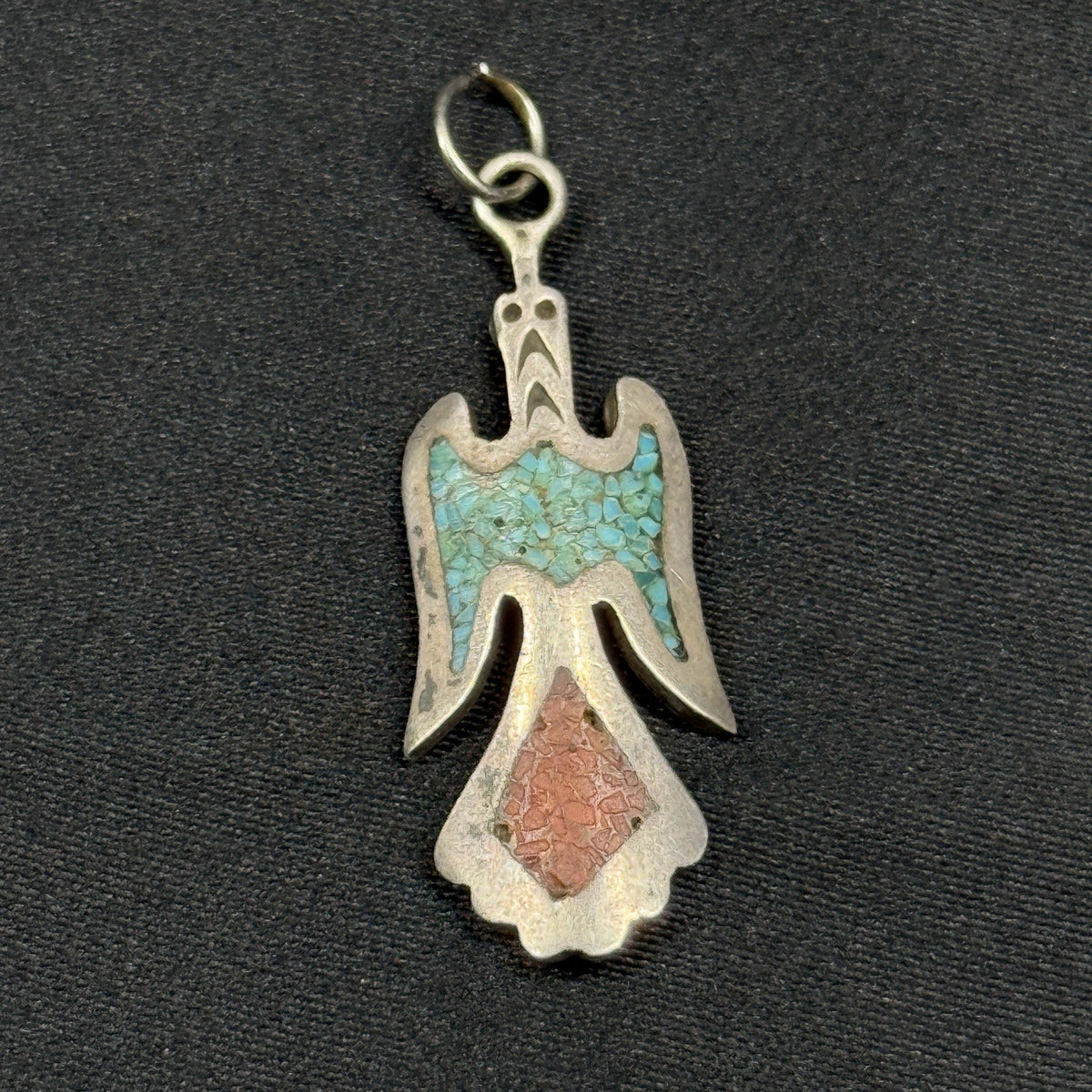 Native American Sterling Silver Chip Inlay Bird Pendant Signed Bernice Bonney