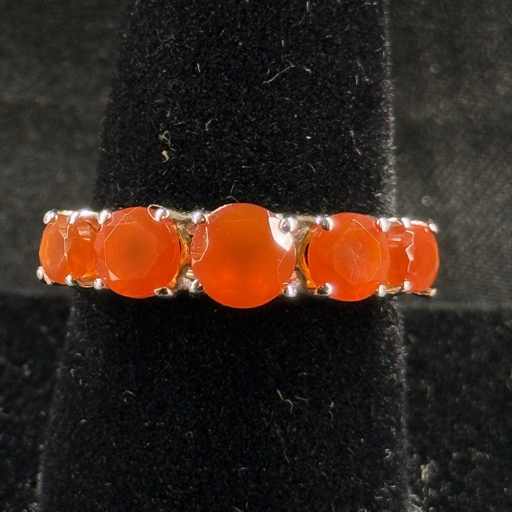 Estate Sterling Silver Ring 925 Orange Carnelian Stones GIE Size 7.5