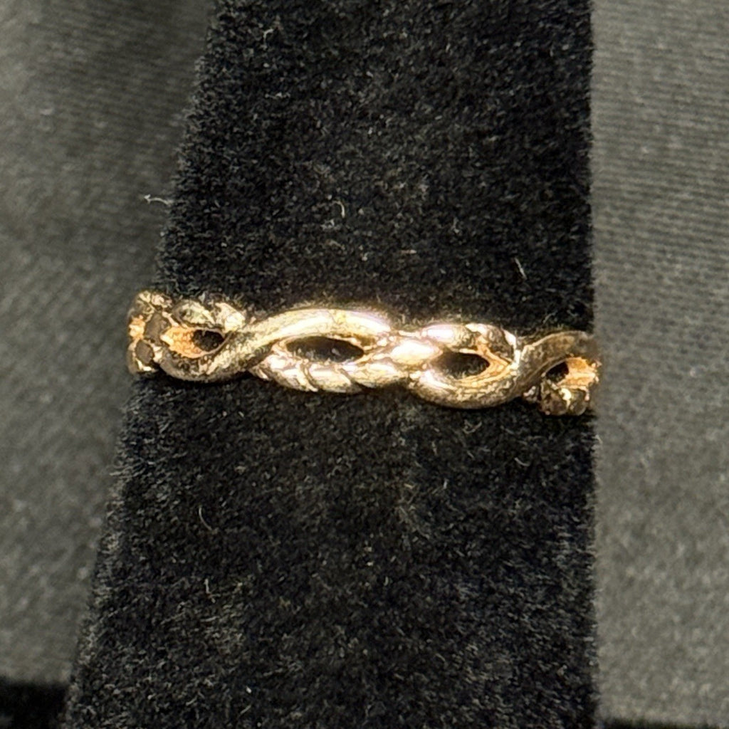 Estate Sterling Silver Rose Gold Ring Twist Band Size 4.5 925 Small