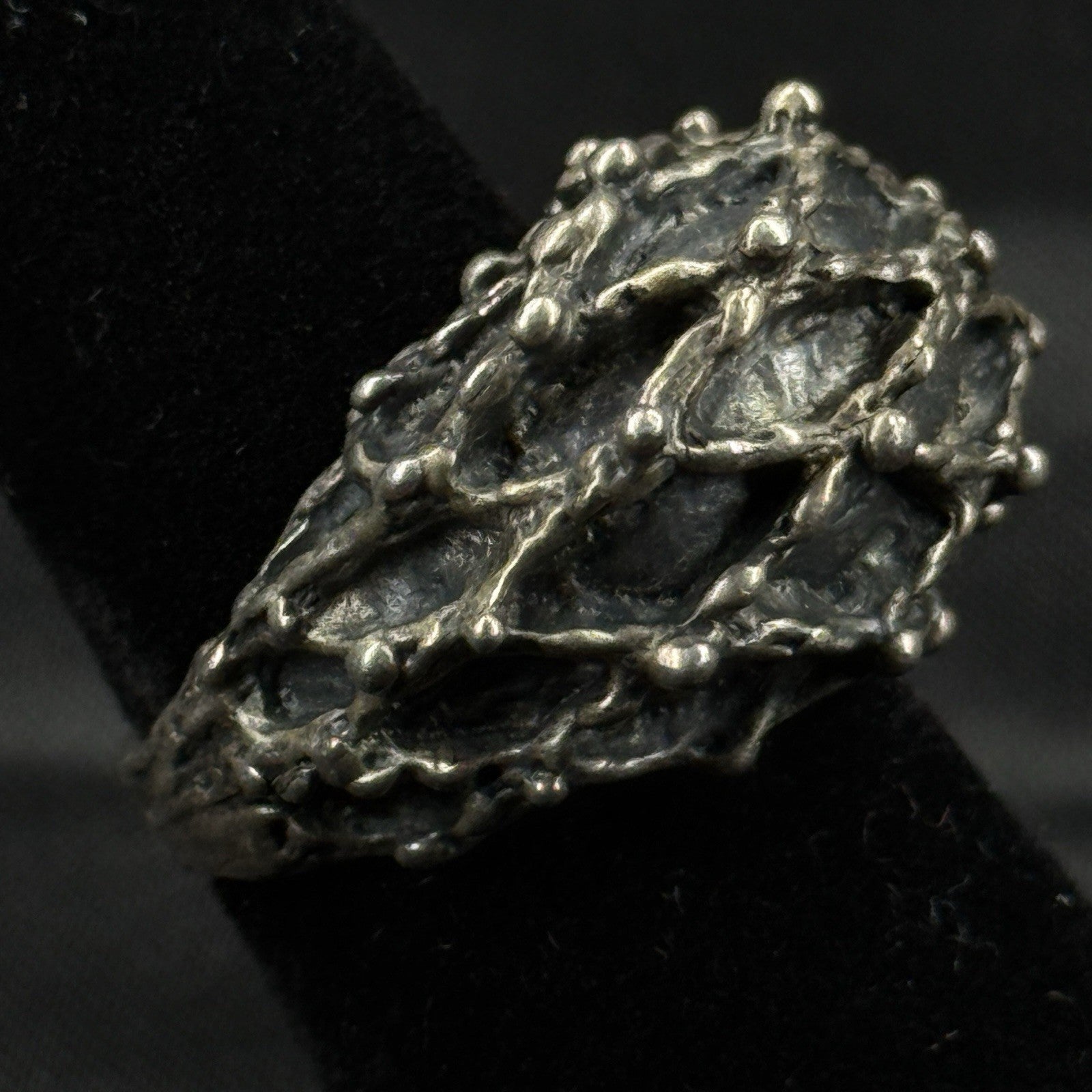Estate Sterling Silver Ring Brutalist Size 5 925