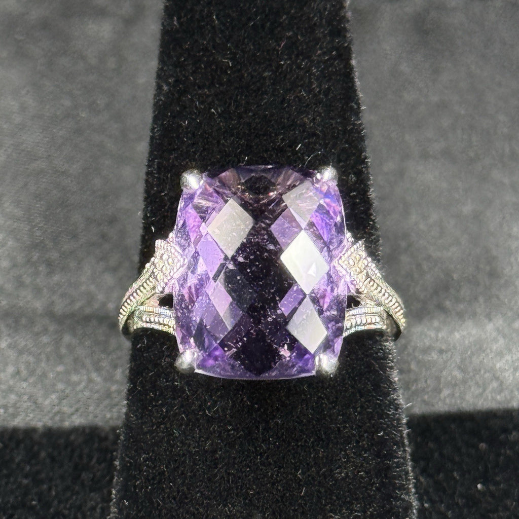 Estate Sterling Silver Ring Purple Amethyst 925 Size 7