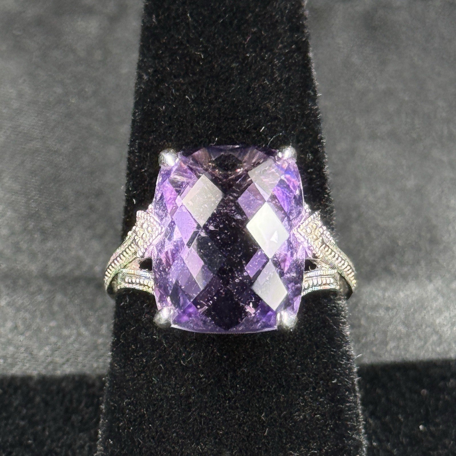 Estate Sterling Silver Ring Purple Amethyst 925 Size 7
