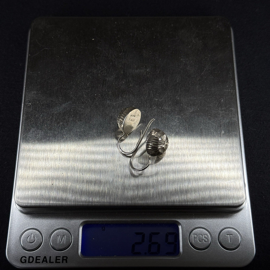 Estate Sterling Silver Earrings Disc Drop 925 Su