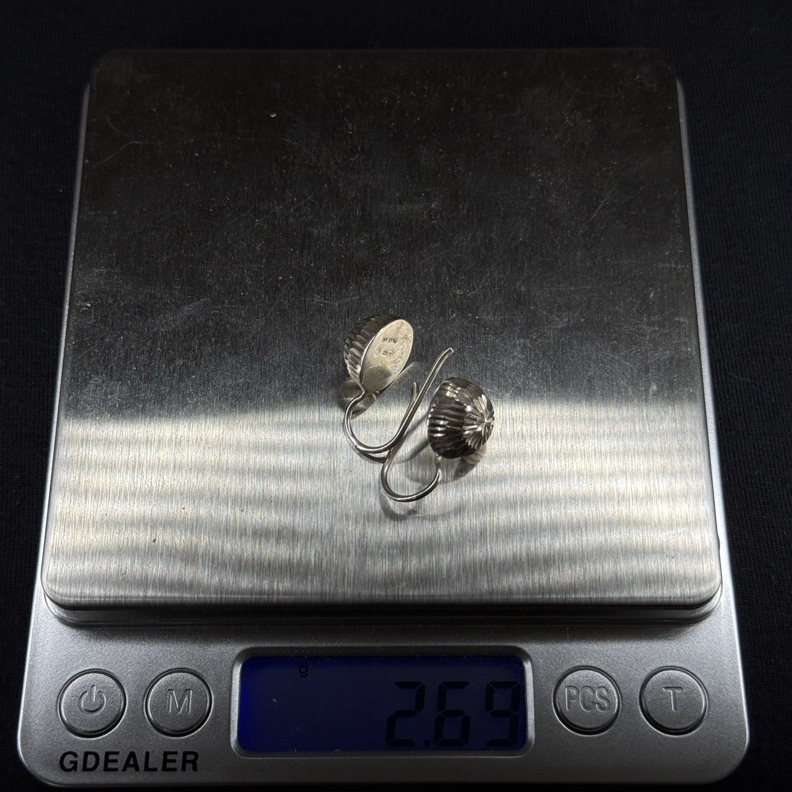 Estate Sterling Silver Earrings Disc Drop 925 Su