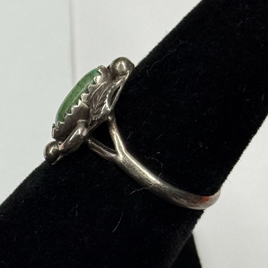 Native American Style Sterling Silver Ring Green Turquoise 925 Size 5.5 Unsigned