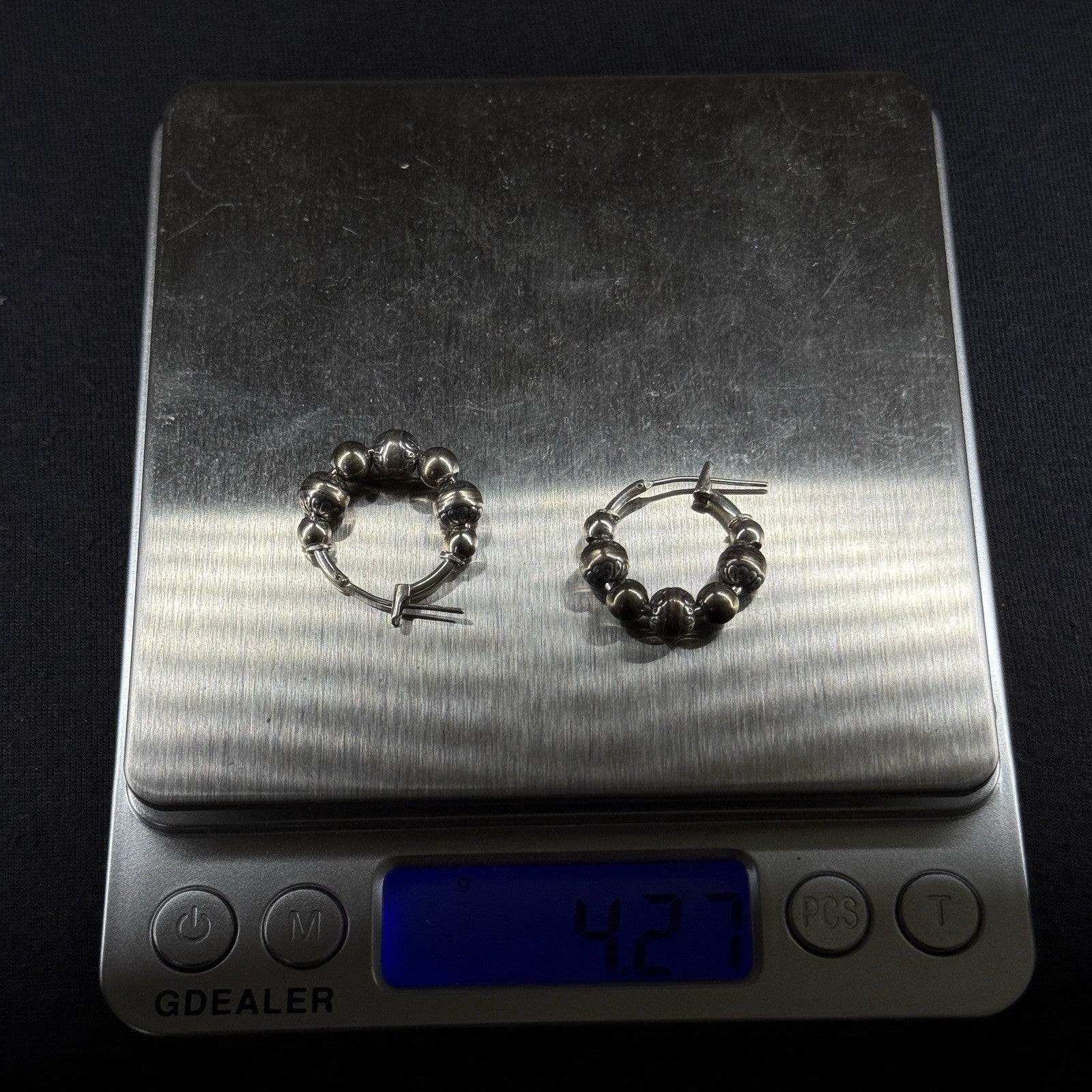 South Western Bead Estate Sterling Silver Earrings Hoop 925