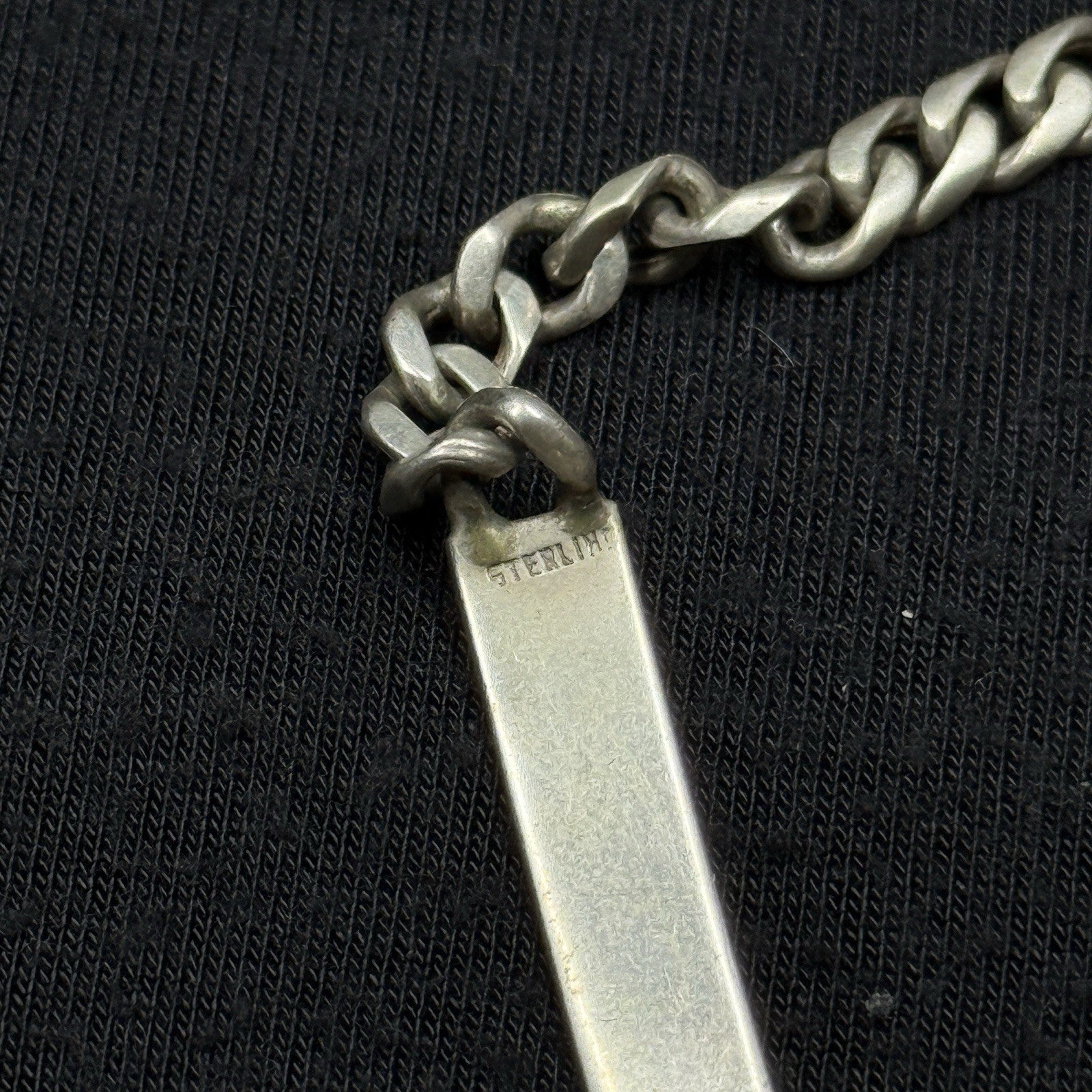 Vintage Baby Sterling Silver Name Plate Bracelet Cuban Link Chain 925. 5 IN