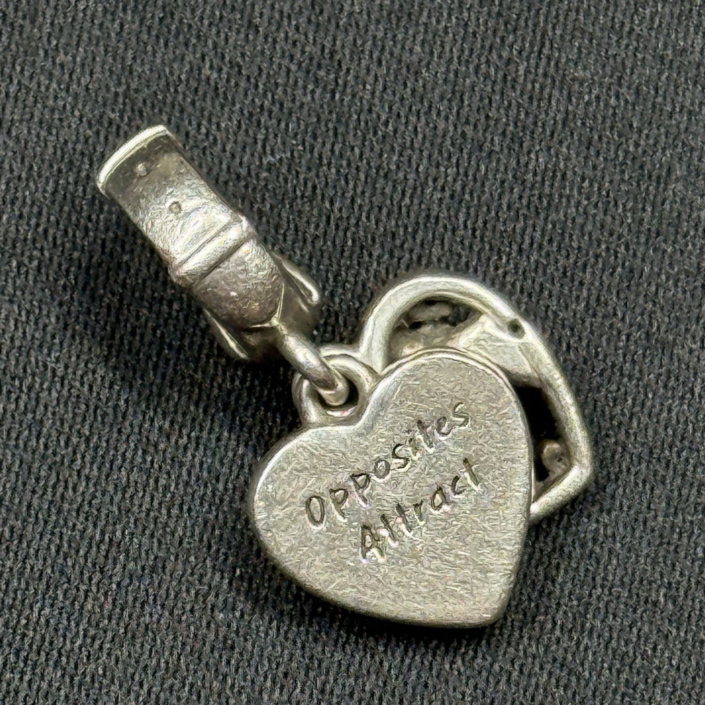 Pandora Disney Sterling Silver Opposites Attract Heart Dangle Charm Blue