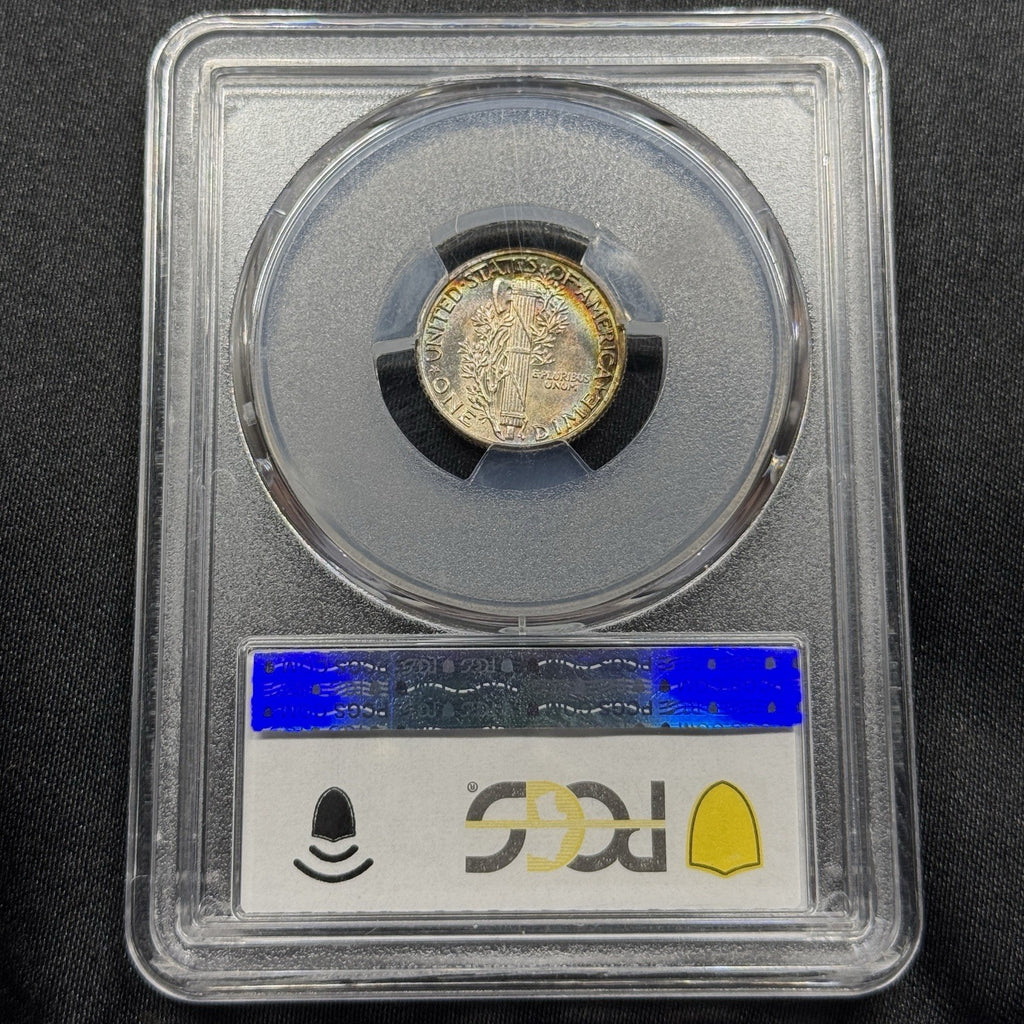1938 Mercury Dime PCGS MS64 Rainbow Toned Choice Color Gem BU