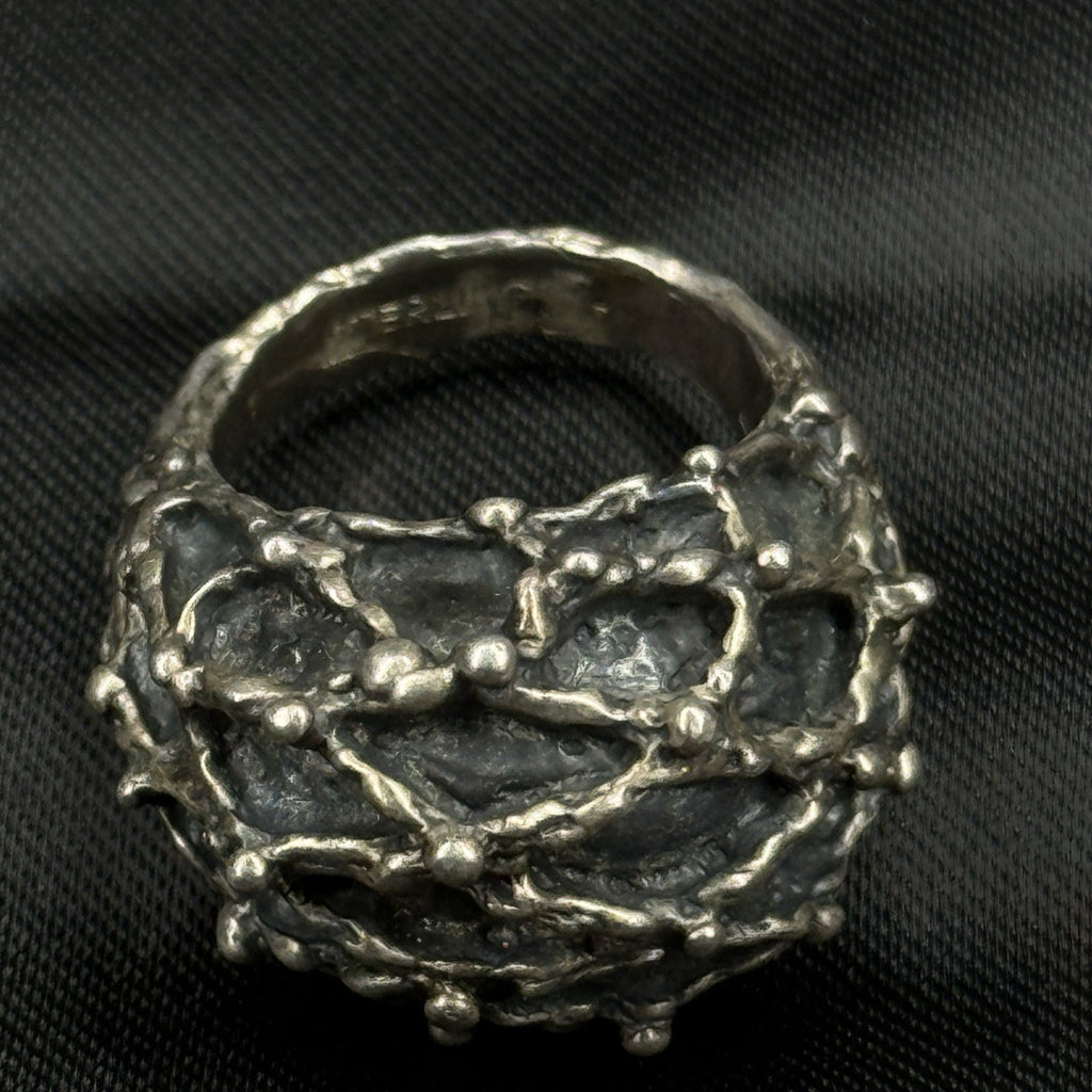Estate Sterling Silver Ring Brutalist Size 5 925