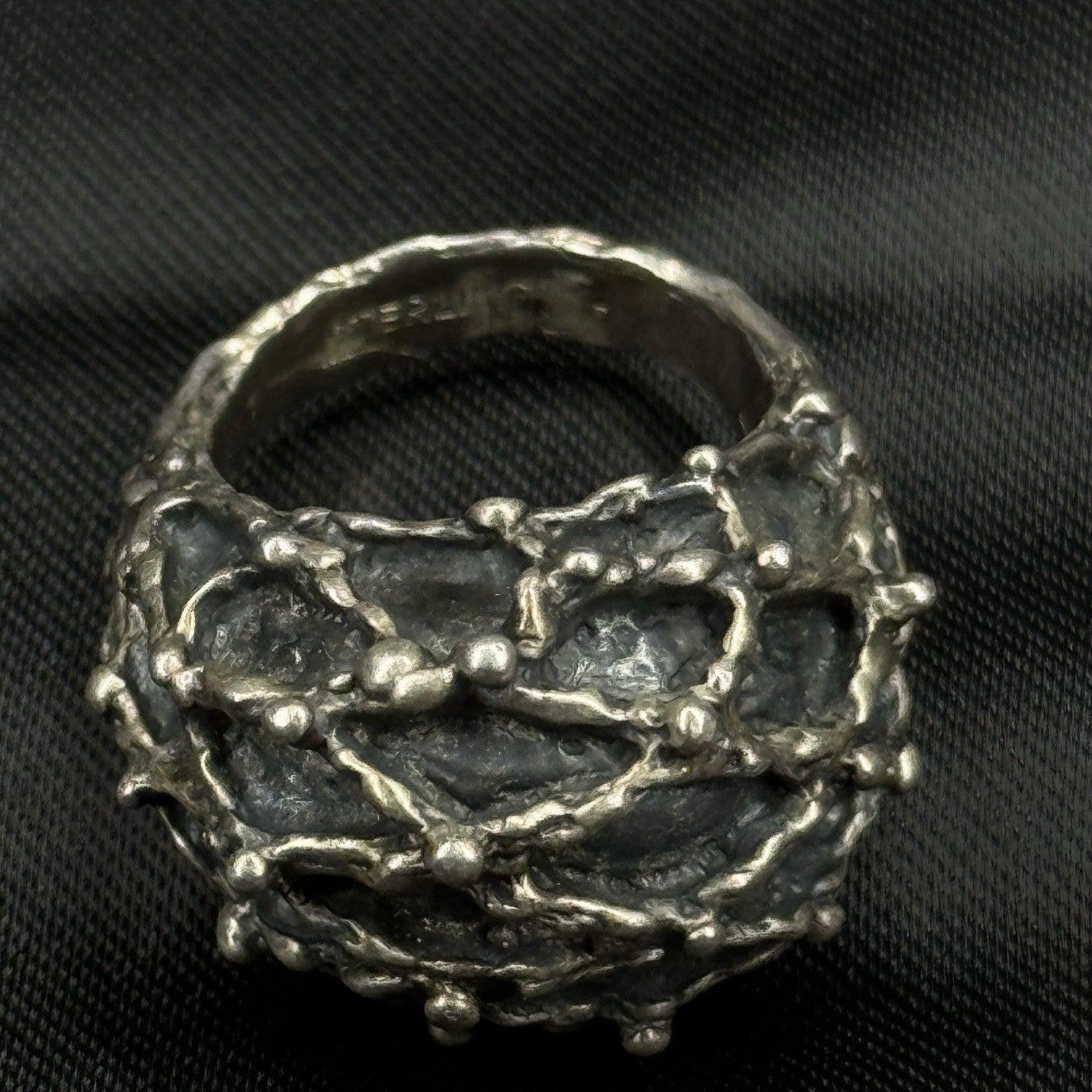 Estate Sterling Silver Ring Brutalist Size 5 925