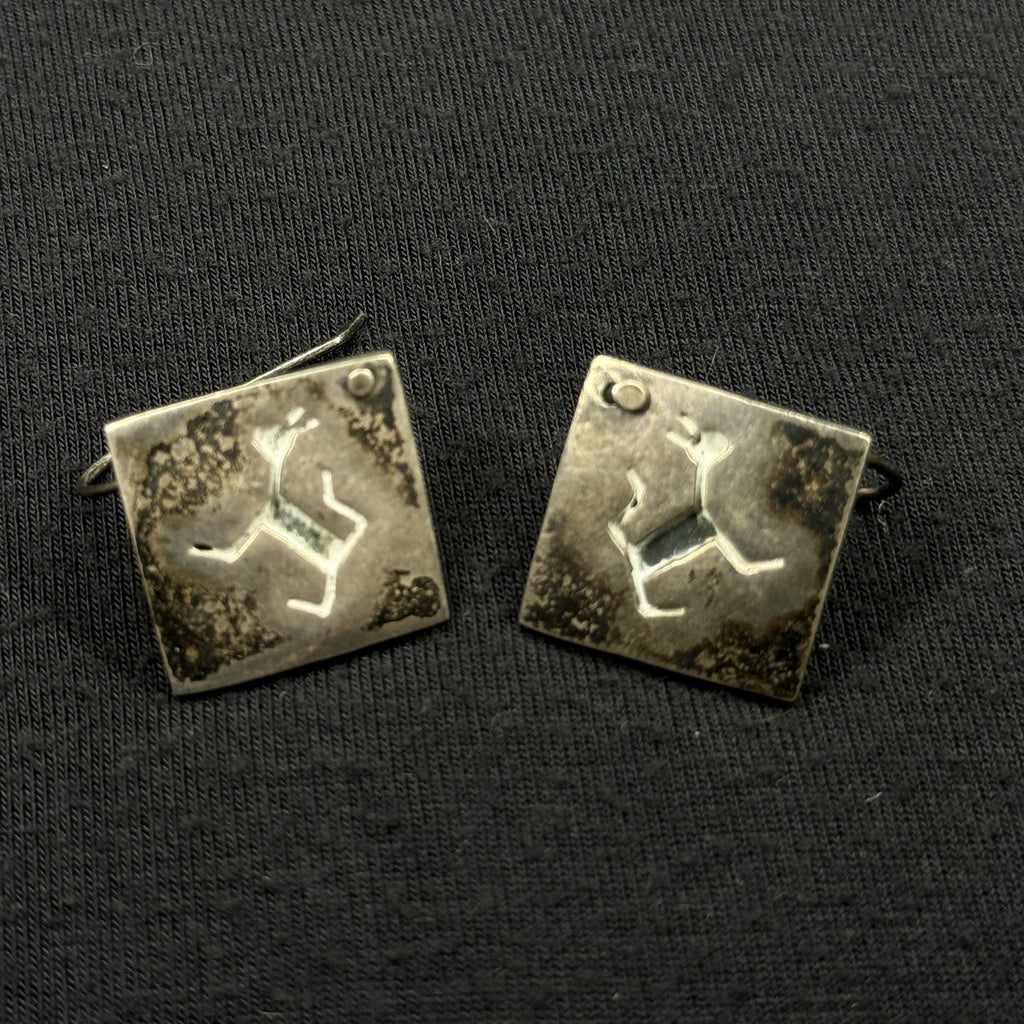 Mexico Estate Sterling Silver Earrings Dog Cat TV-114 925