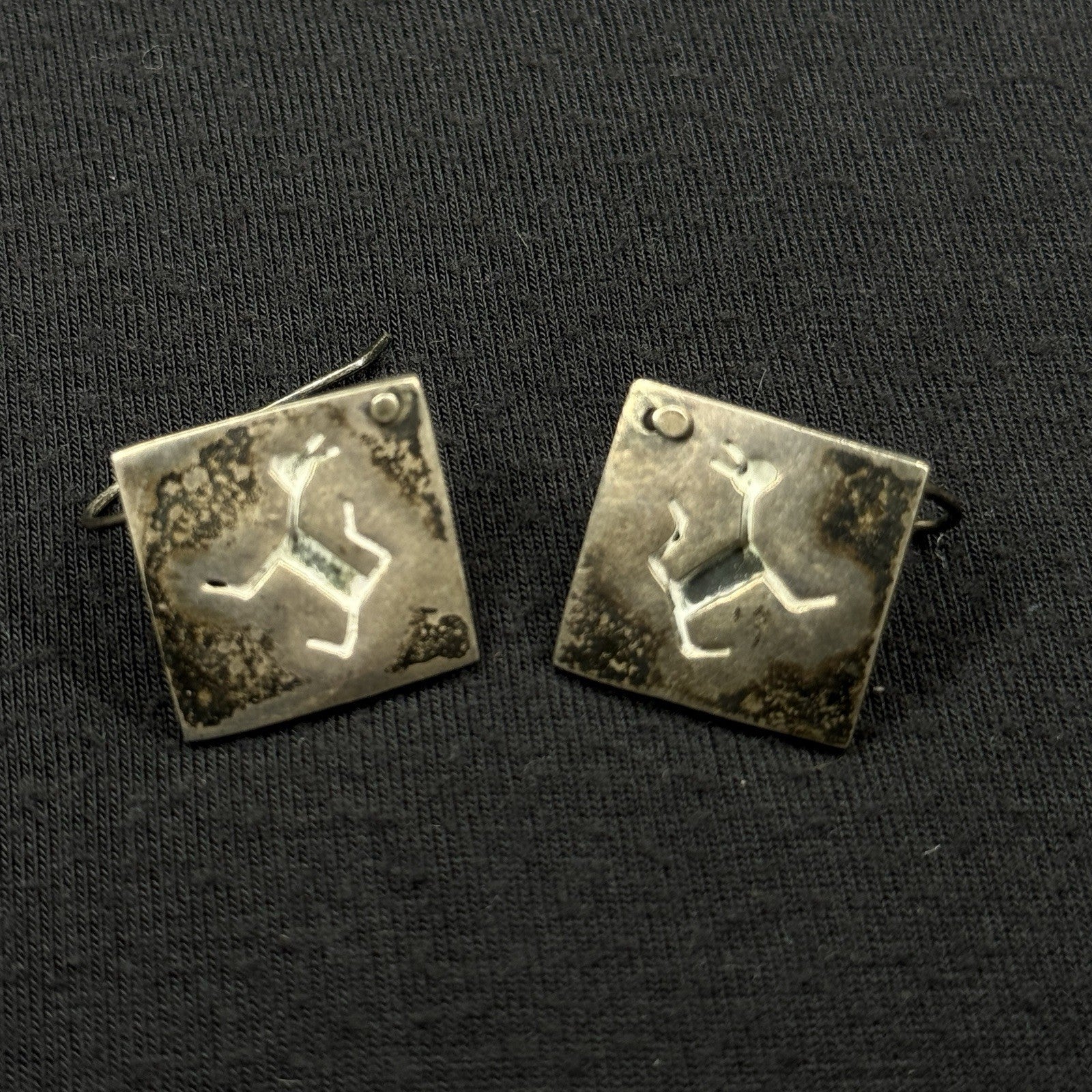 Mexico Estate Sterling Silver Earrings Dog Cat TV-114 925