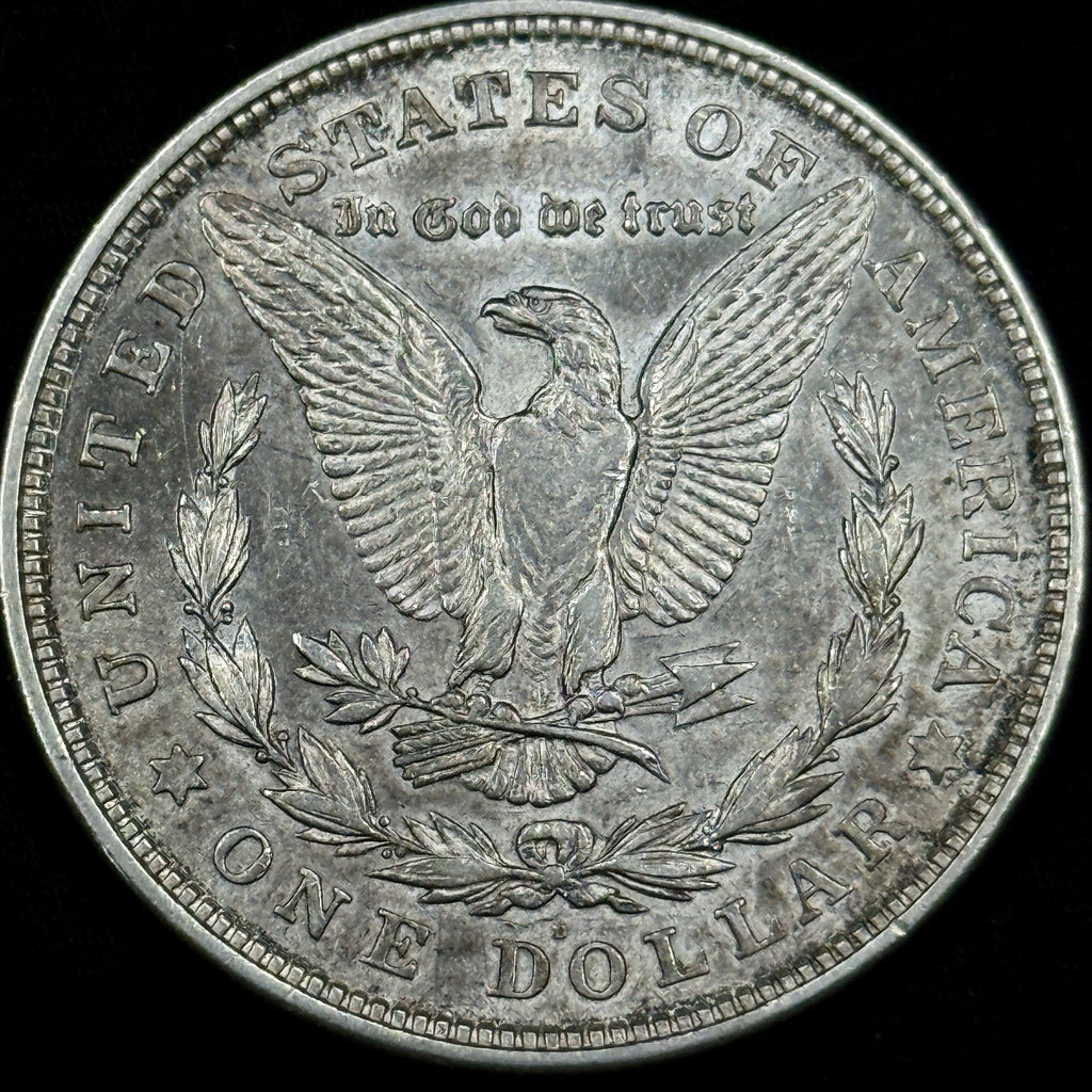 1921-D Morgan Silver Dollar Raw About Uncirculated Slider Nice Original Toned