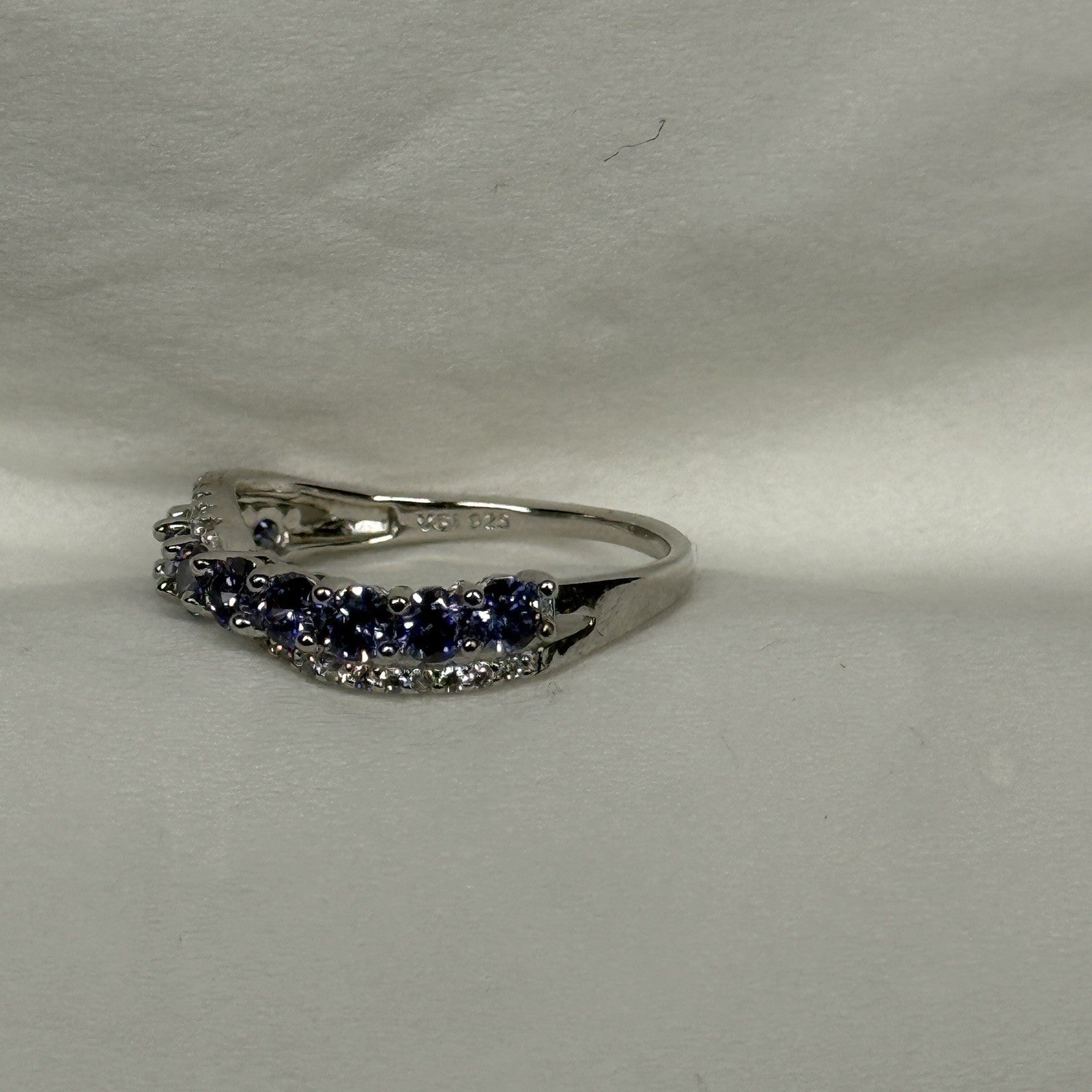 Estate Sterling Silver Ring 925 Size 7.75 Purple CZ Infinity Weave