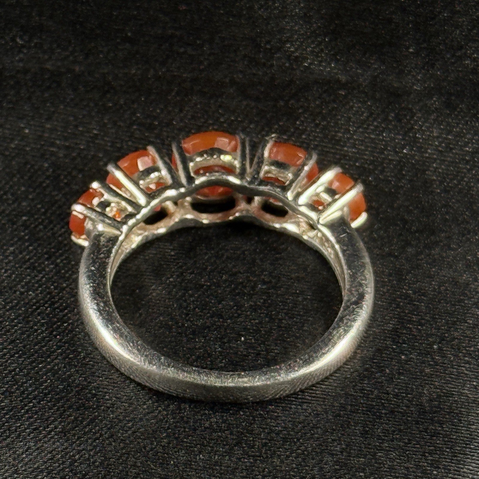Estate Sterling Silver Ring 925 Orange Carnelian Stones GIE Size 7.5