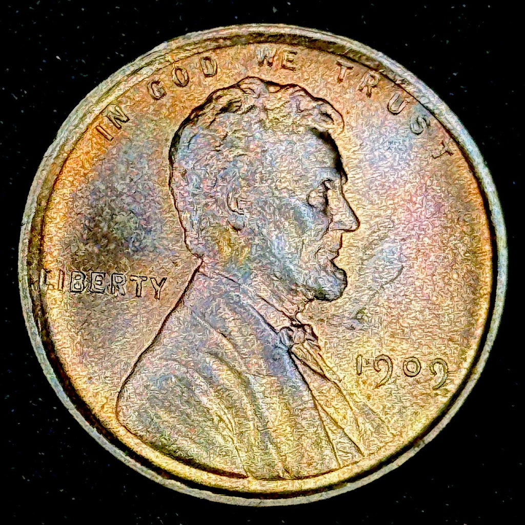 1909 VDB Lincoln Cent Gem Red BU Original Toning Wheat Penny Key Date