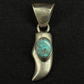 Estate Sterling Silver Pendant Native Claw Turquoise 925 1.25