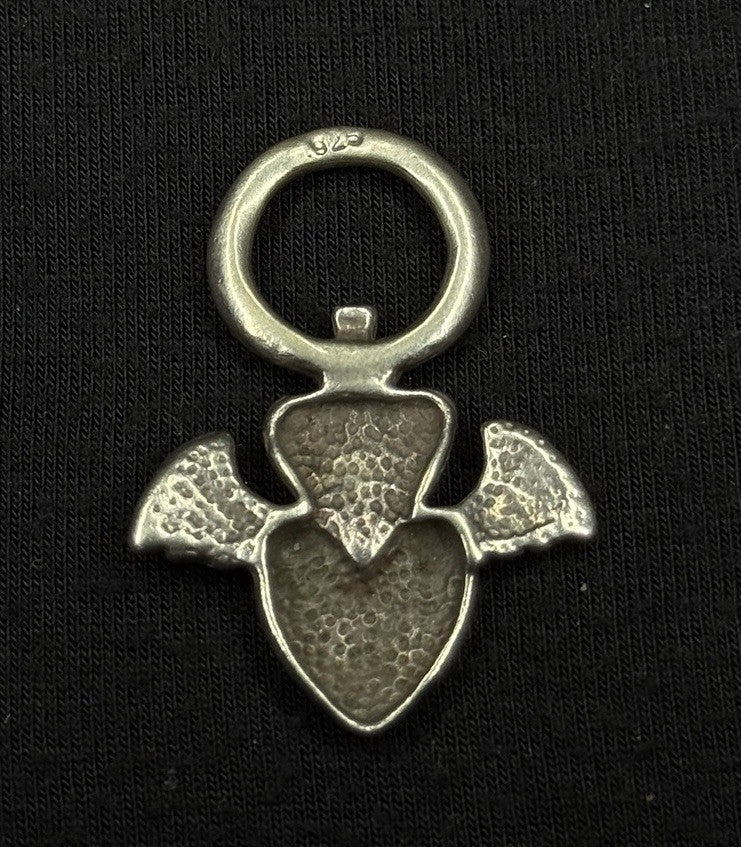 Darren Simonian Sterling Silver Winged Gothic Heart Vintage Pendant Charm 925