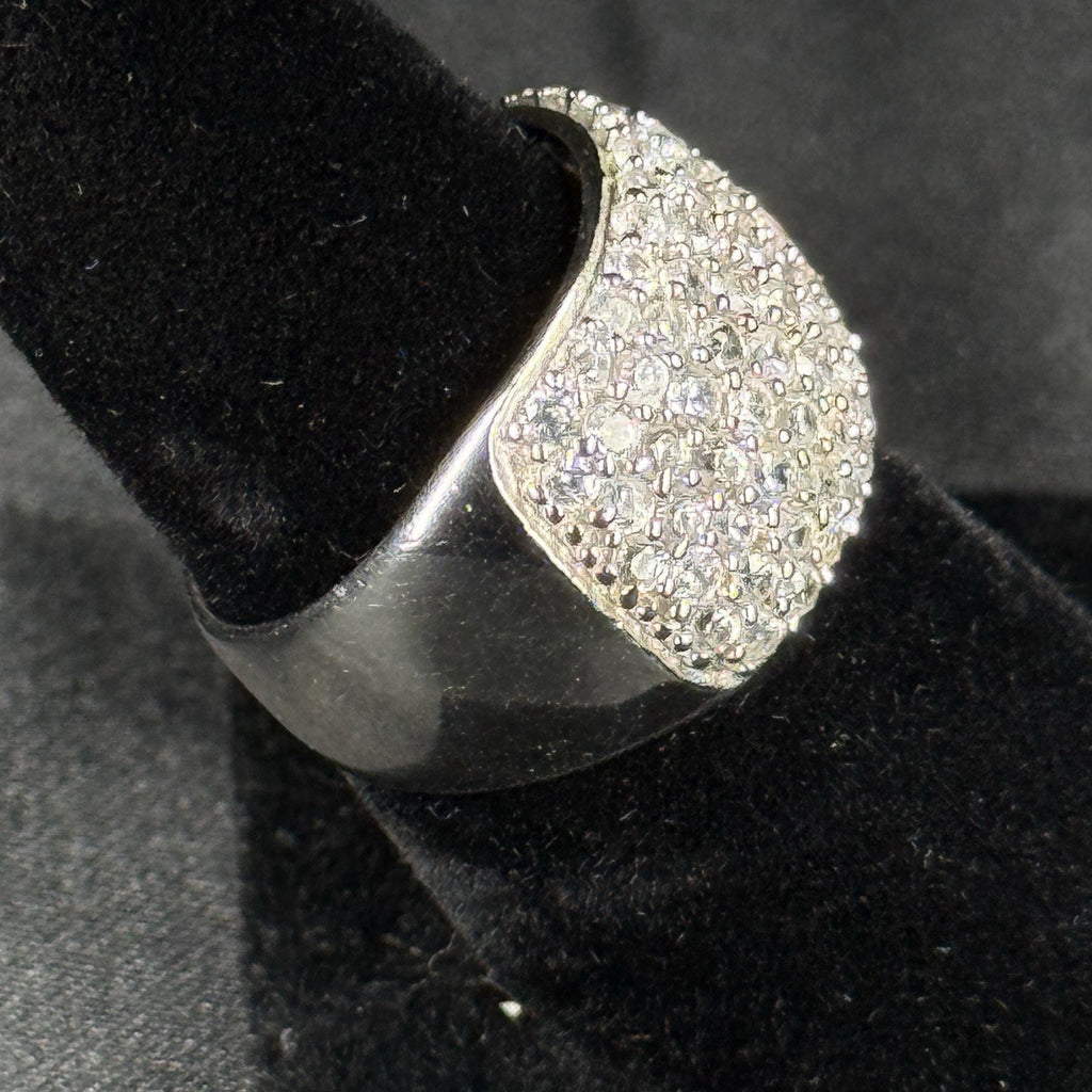 Estate Sterling Silver Ring Thick Pave Band CZ 925 Size 7