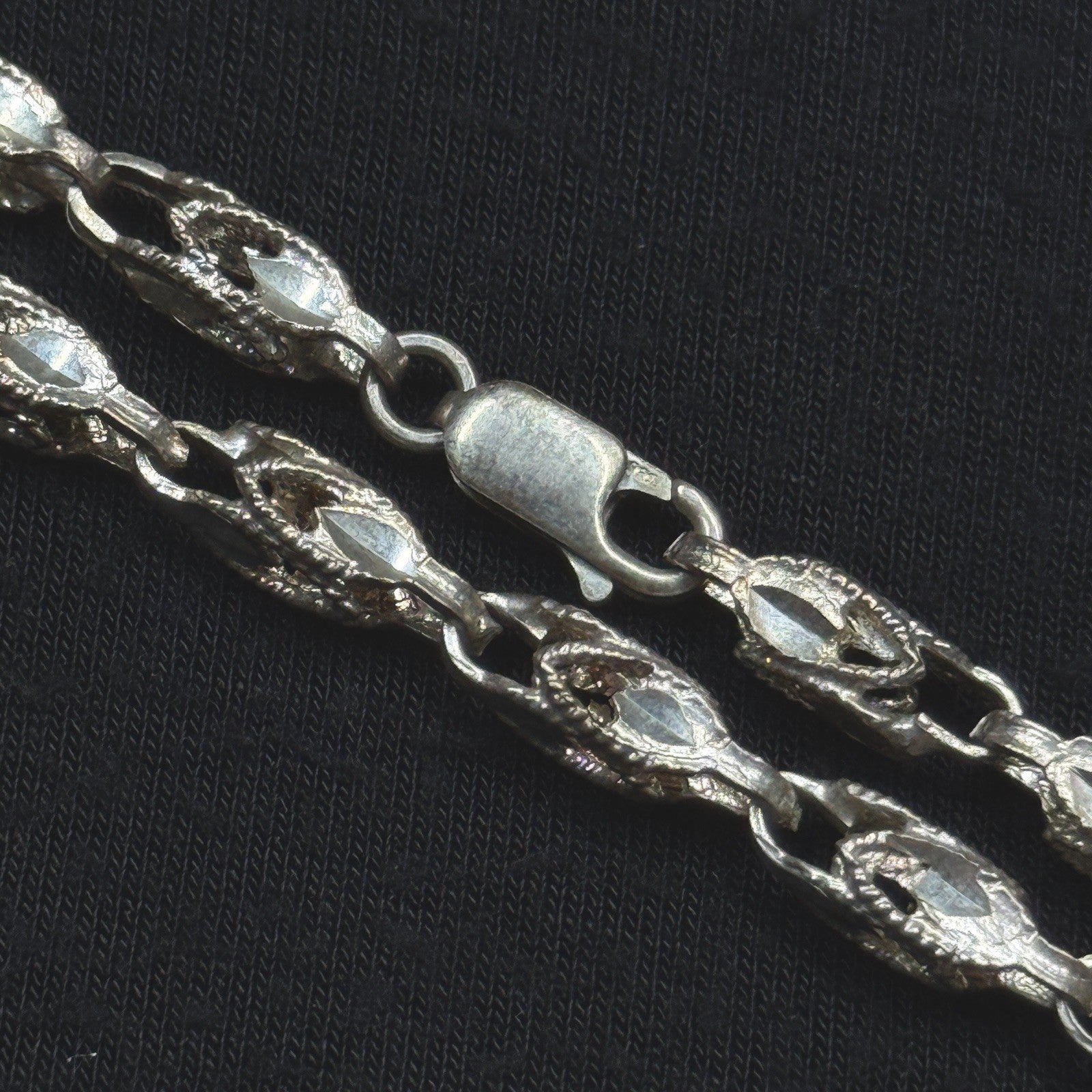 Estate Sterling Silver Turkish Link Chain Necklace 26.4g 25IN