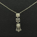 Estate Sterling Silver 925 Necklace CZ Marcasite 3 Tier 925A 19IN