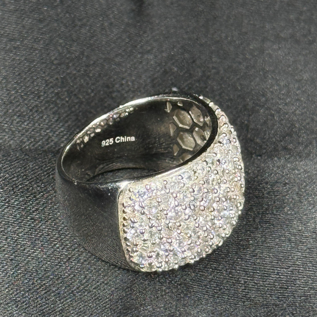 Estate Sterling Silver Ring Thick Pave Band CZ 925 Size 7