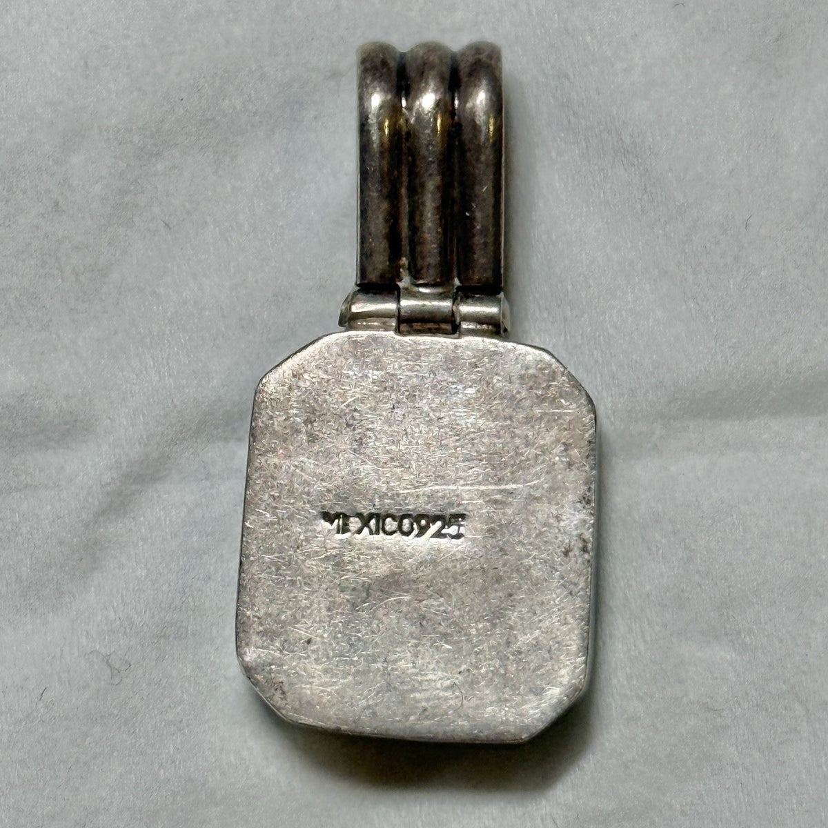 Sterling Silver Multi Color Resin Pendant Vintage Mexico Signed