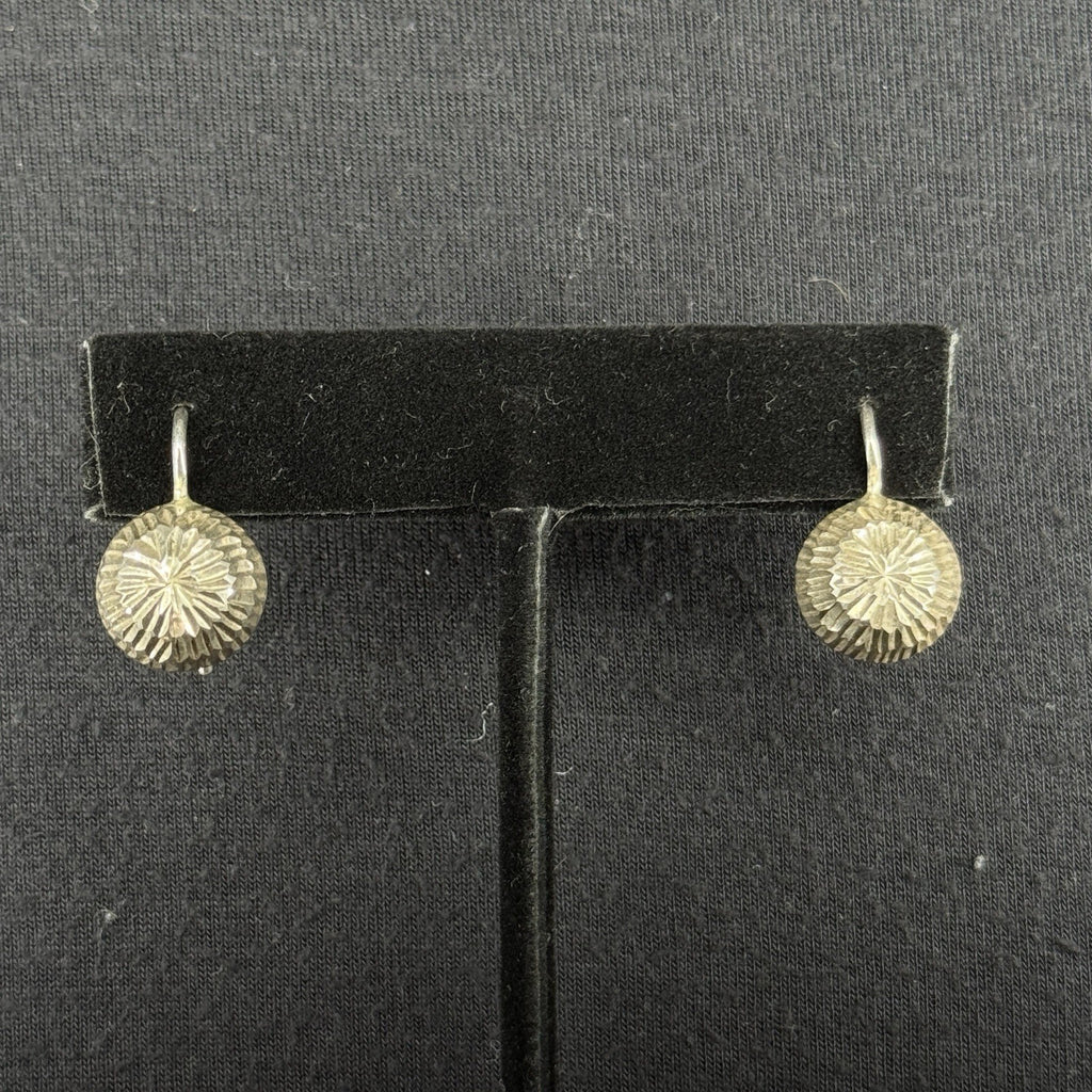 Estate Sterling Silver Earrings Disc Drop 925 Su