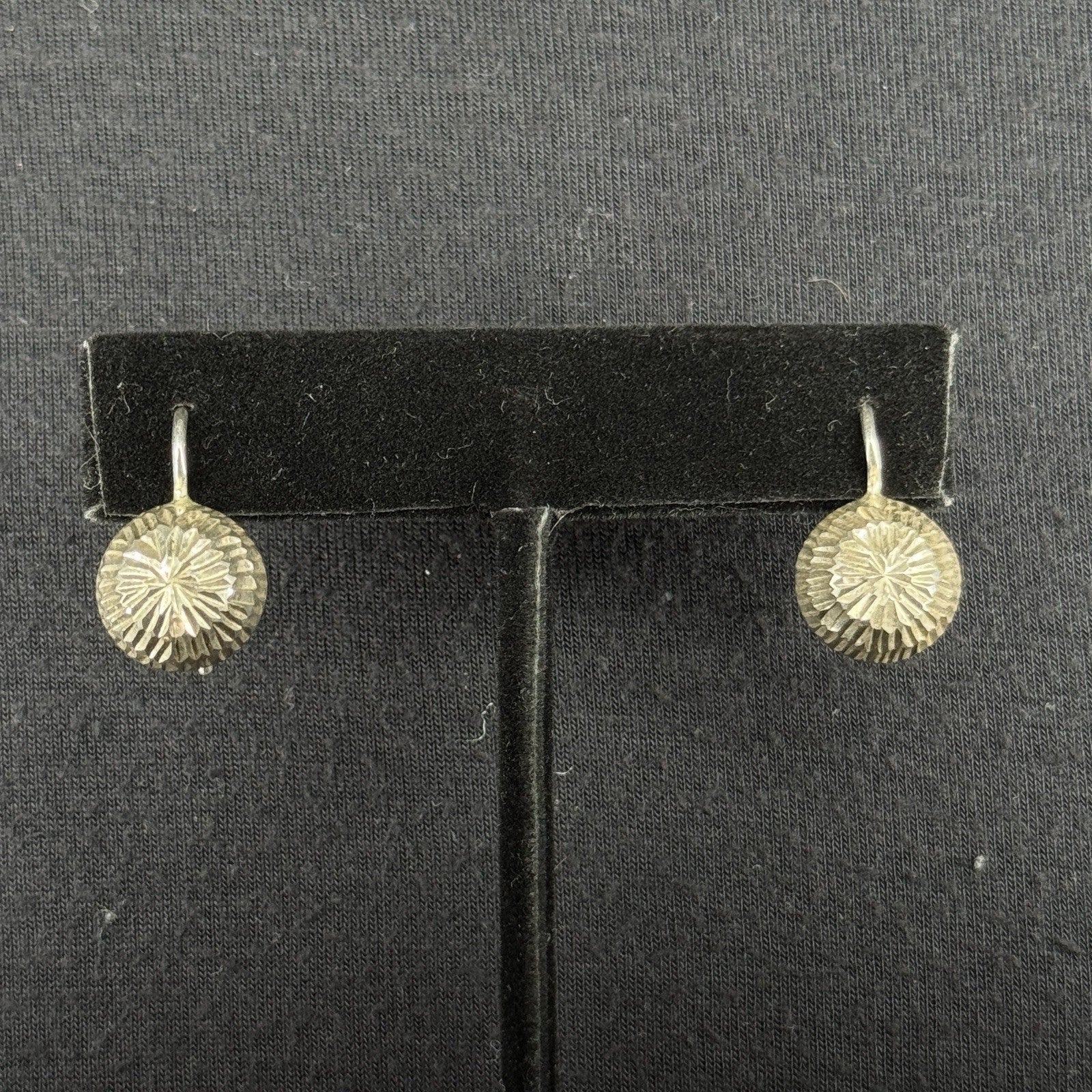 Estate Sterling Silver Earrings Disc Drop 925 Su