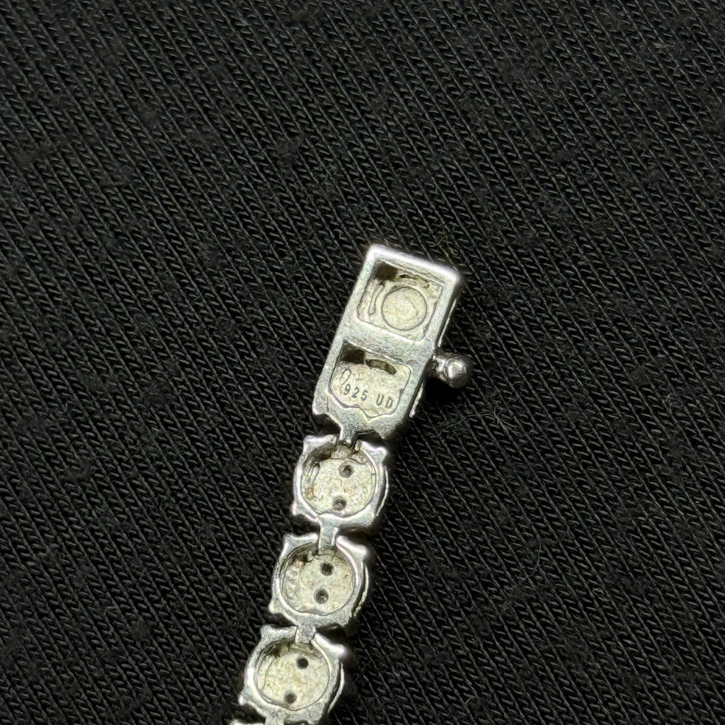 Estate Sterling Silver Tennis Bracelet Cluster 7 IN 925 UD