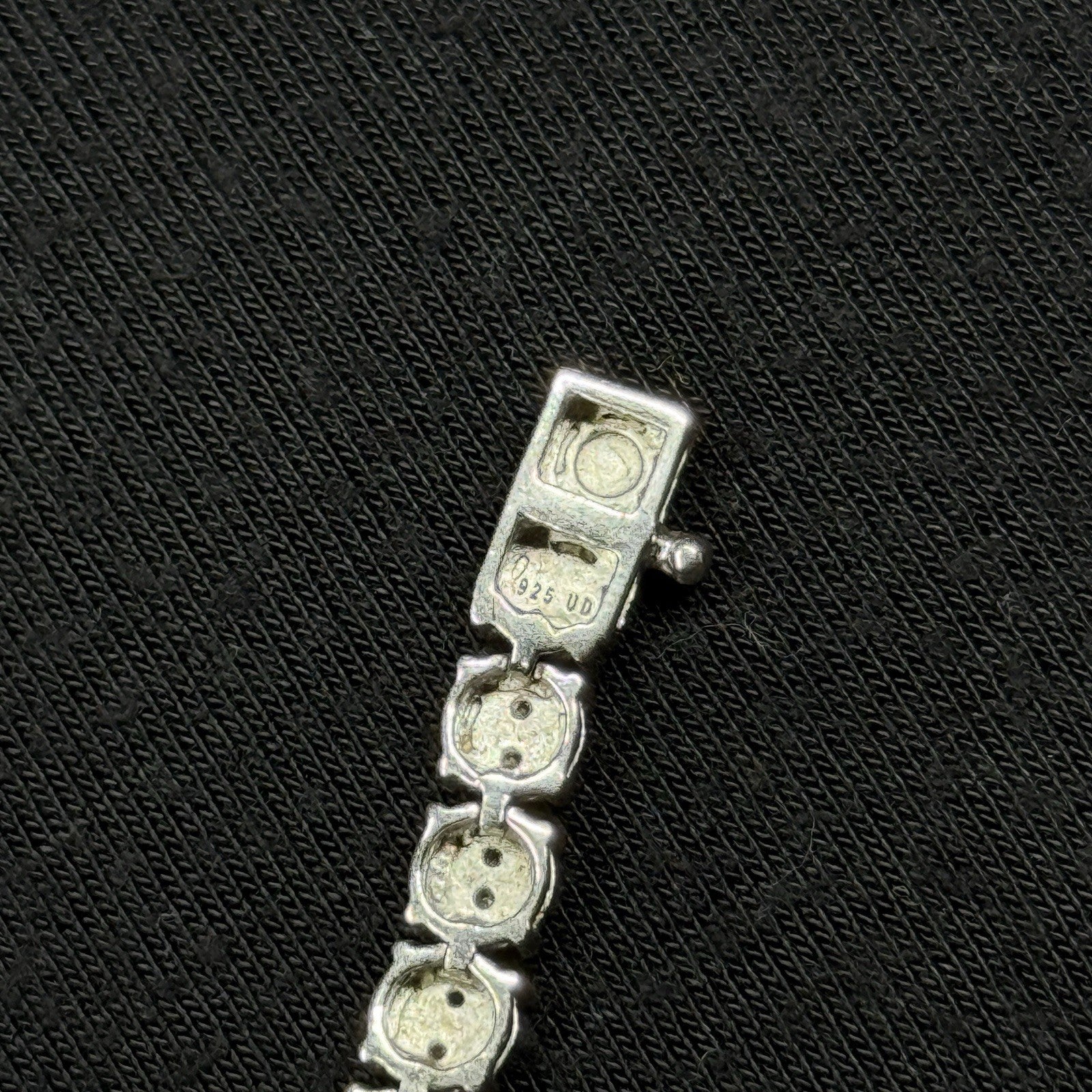 Estate Sterling Silver Tennis Bracelet Cluster 7 IN 925 UD