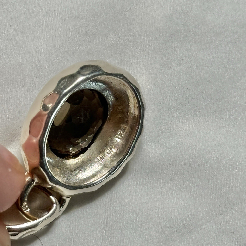 VINTAGE STERLING SILVER SMOKY QUARTZ MILOR ITALY Pendant