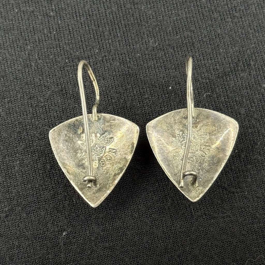 Robert Nilsson Estate Sterling Silver Earrings Black Oynx Pearl Drop 925