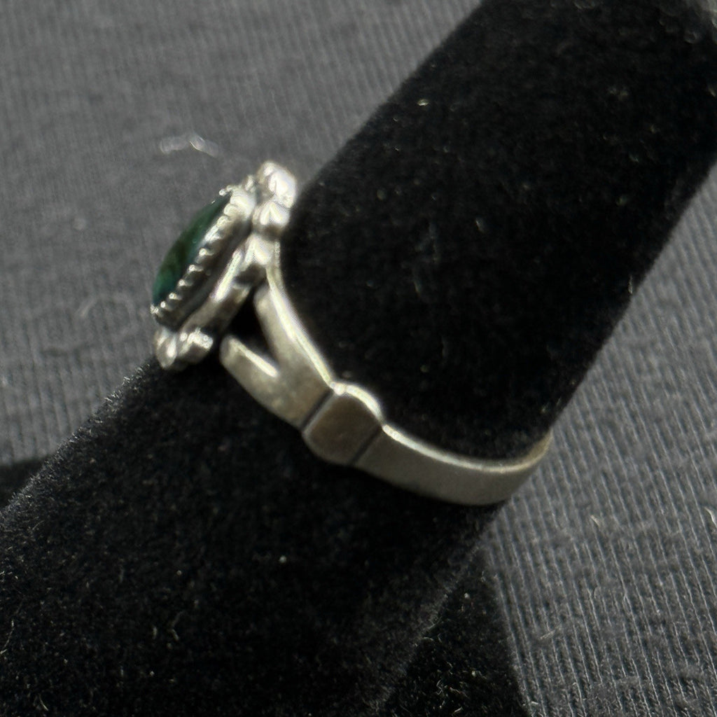 Native Navajo Green Paua Abalone Shell Sterling Silver Ring Size 5.5 925