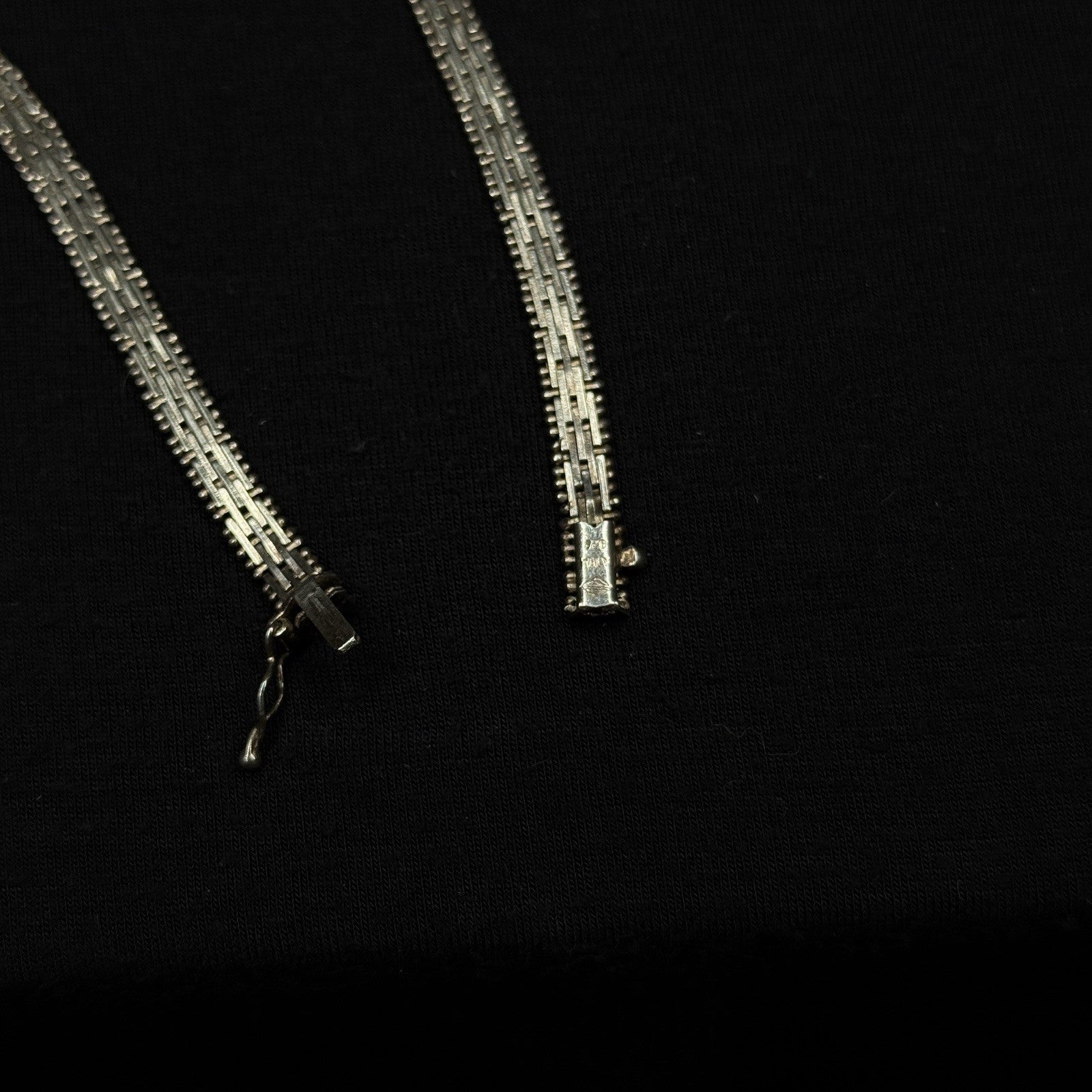 Estate Sterling Silver Chevron V Necklace Chain 925  Vintage 27.5 Grams 18IN