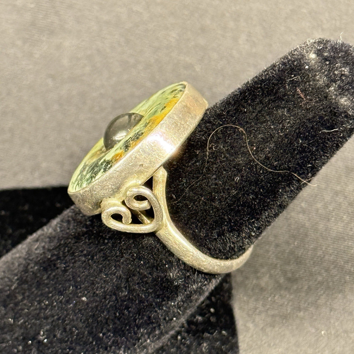 Estate Sterling Silver Mexico Ring Stone Disc Size 5.5 Signed Carsi