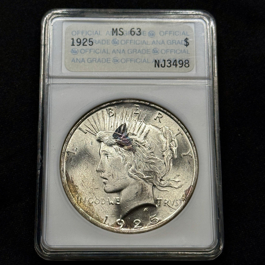 1925 Peace Dollar PCGS MS63 ANA Anacs SoapBox Old Holder Gold