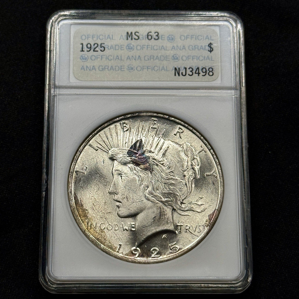 1925 Peace Dollar PCGS MS63 ANA Anacs SoapBox Old Holder Gold