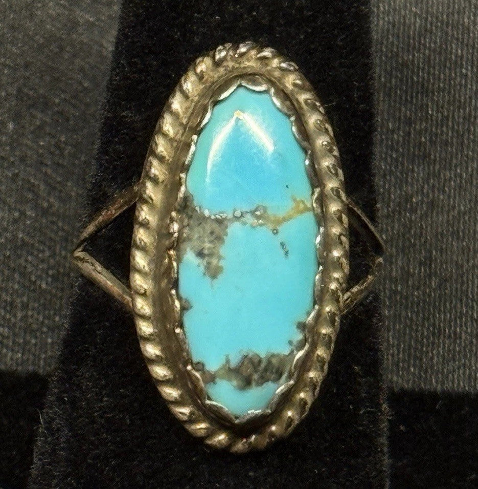 Native American Sterling Silver Ring  Turquoise Signed Cynthia Begay Sz 6.5
