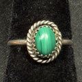 Native American Style Sterling Silver Ring Malachite Size 6 Signed